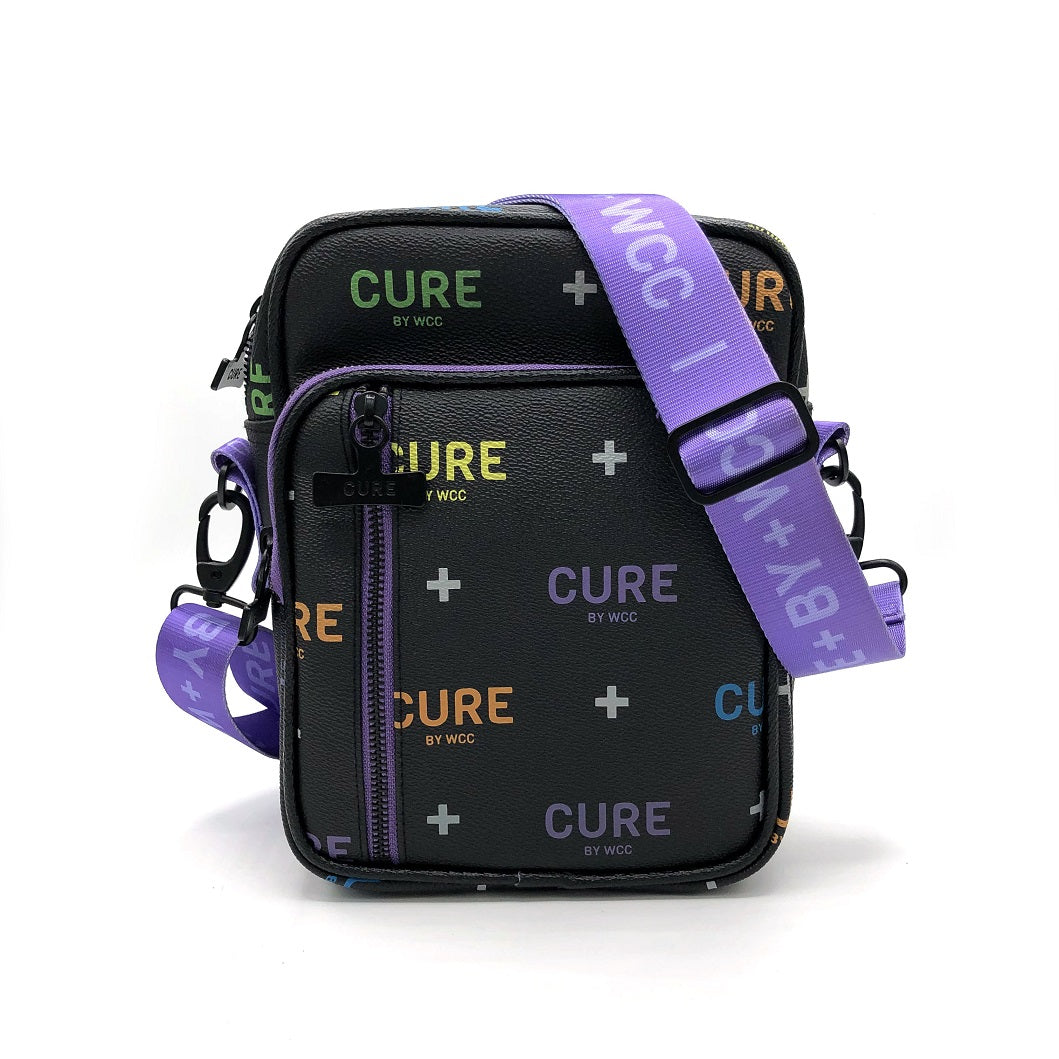Cannabis Mini Messenger Bag CURE Purple+Black Logo